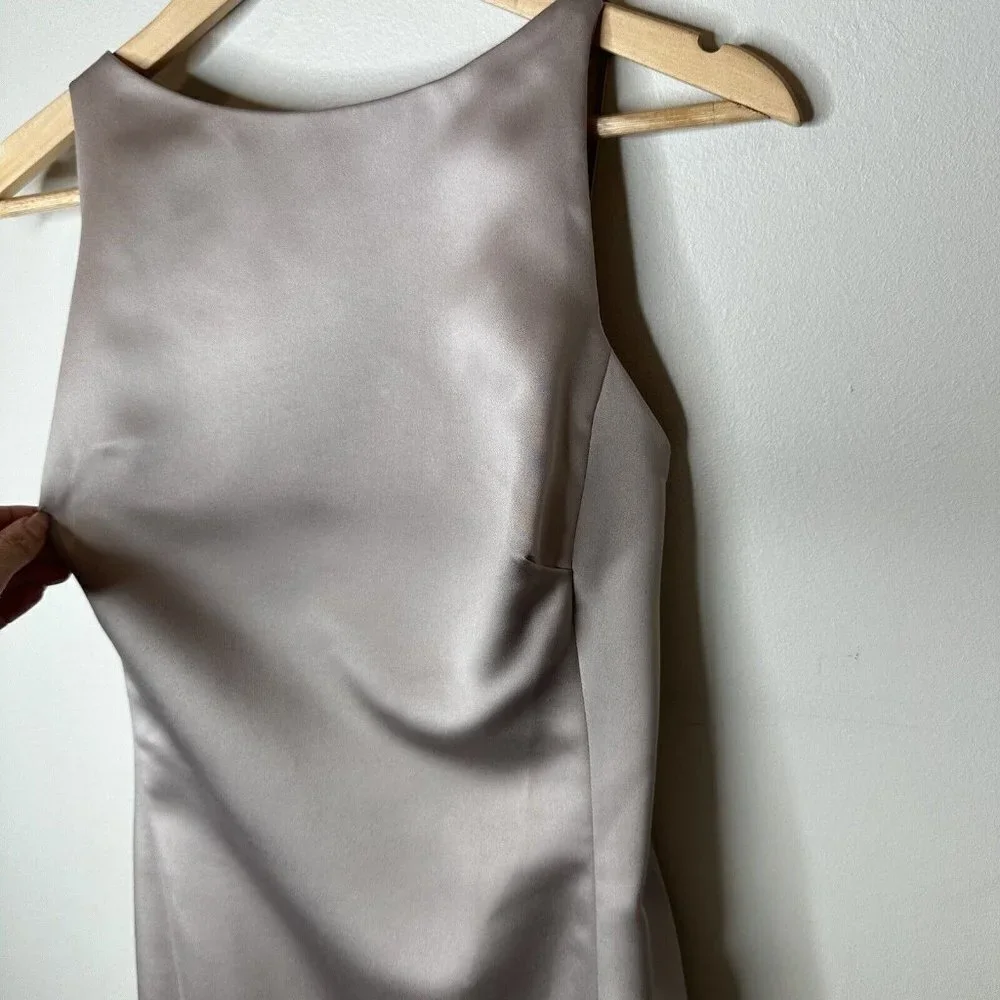 Vera Wang Womens Sleeveless Taupe Maxi Formal Gown 8 Bride Wedding Bride - Picture 3 of 14